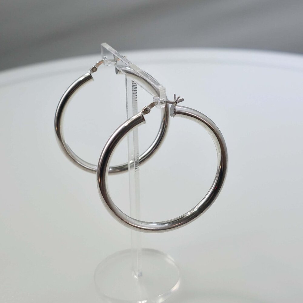 Sterling Silver 925 Snap Closure Hoop Earrings